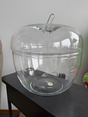 Princess House Clear Glass Apple-Shaped Canister